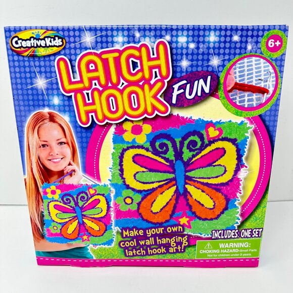 Creative Kids Latch Hook Fun DIY Butterfly Wall Hanging Craft Kit Girl Gift - Picture 1 of 12